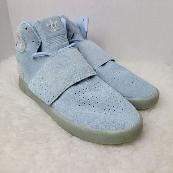 Adidas Originals Tubular Invader Strap Blue Suede Sneaker Shoes Size 9.5 - Picture 1 of 9